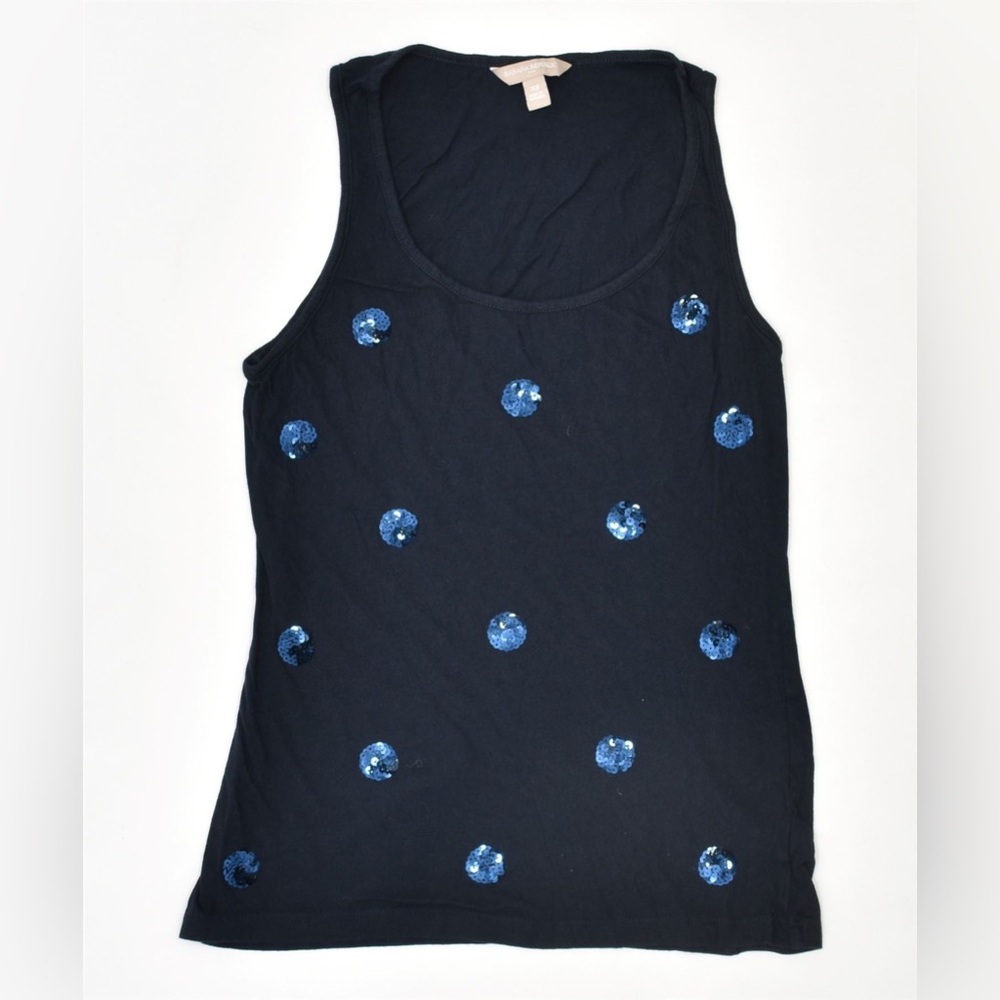 Banana Republic Navy Blue Cotton Blend Tank with Sequences Size XXS
